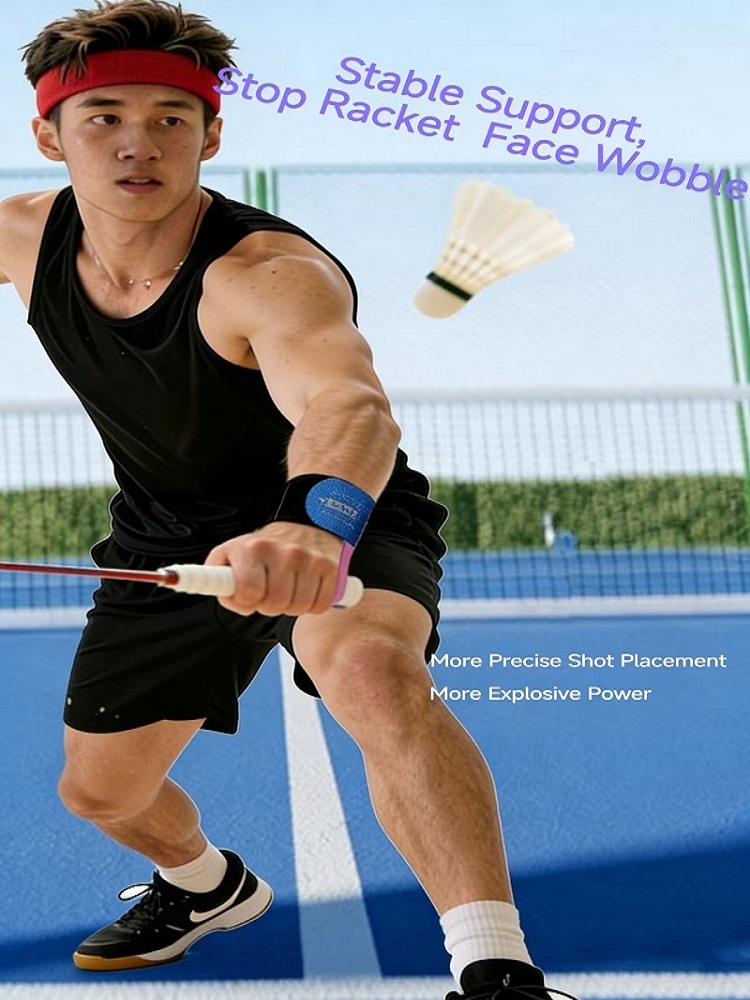 Badminton Smash - อุปกรณ์พยุงข้อมือสำหรับเล่นแบดมินตันมือซ้าย สำหรับขนาดมือหลากหลาย พร้อมการรองรับที่แข็งแรง ช่วยให้การแกว่งไม้แบดมินตันมั่นคงและตีได้อย่างแม่นยำ