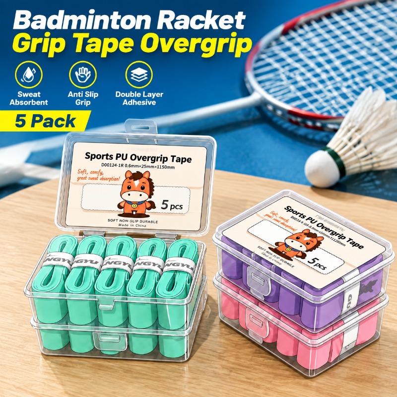 Badminton Smash - เทปพันด้ามไม้แบดมินตัน ดูดซับเหงื่อ ฟิล์มเคลือบสองชั้น เพิ่มความเหนียวแน่น หุ้มด้ามจับกันลื่น สำหรับใช้งานกลางแจ้ง