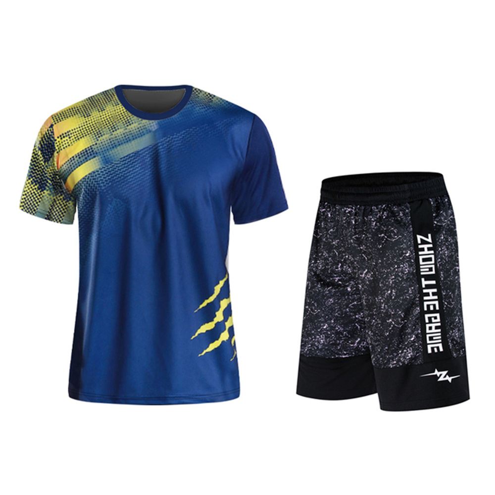 Badminton Area - ฤดูร้อนใหม่เสื้อกีฬาผู้ชายชุดเสื้อยืดแบดมินตันและกางเกงขาสั้นชุดเสื้อยืดกีฬาสำหรับวิ่งเสื้อเทนนิสและกางเกงชุดระบายอากาศได้ดี